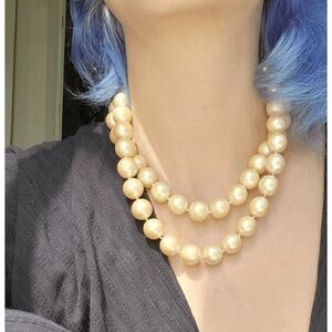 Vintage Monet Blown & Frosted Glass Beaded Necklace
